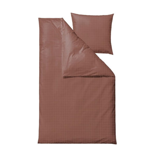 Lenjerie de pat din bumbac damasc pentru pat single Södahl Clear, 140 x 220 cm, maro - roșu