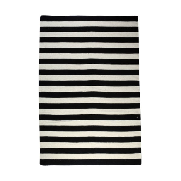 Covor de lână Geometry Stripes Black & White, 160x230 cm