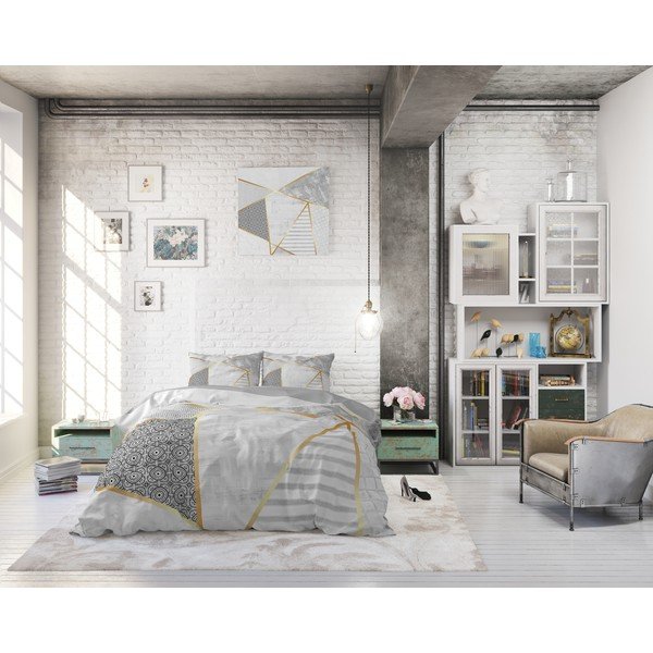 Lenjerie din bumbac pentru pat dublu Pure Cotton Graphic, 200 x 200/220 cm-image-4