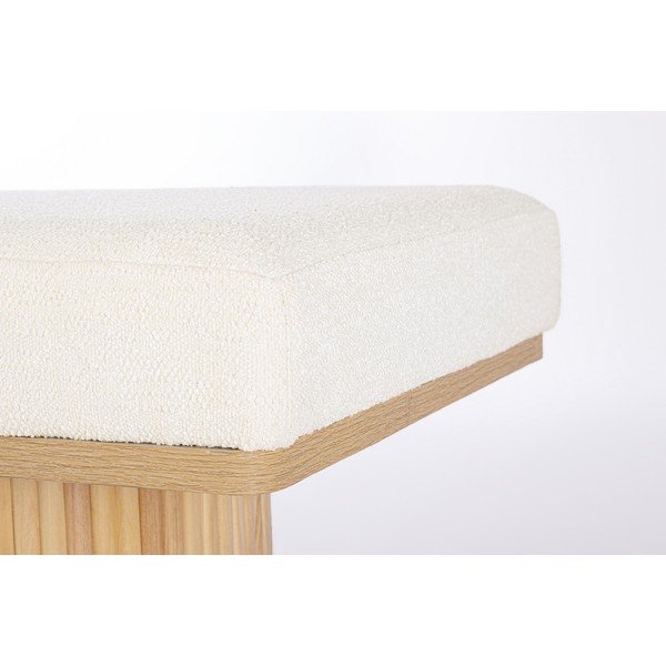 Bancă crem capitonată cu tapițerie din țesătură bouclé Floriana – Bizzotto-image-4