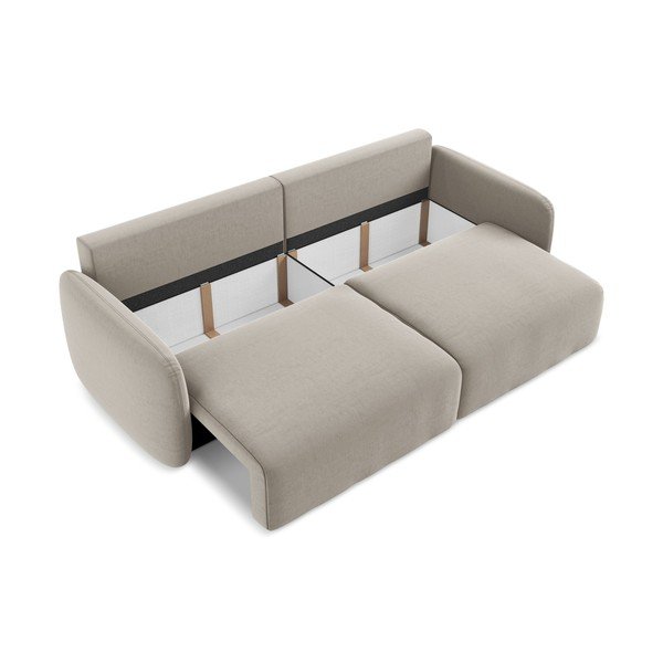 Canapea taupe extensibilă/cu spațiu de depozitare cu tapițerie din catifea 238 cm Kalena – Makamii-image-4