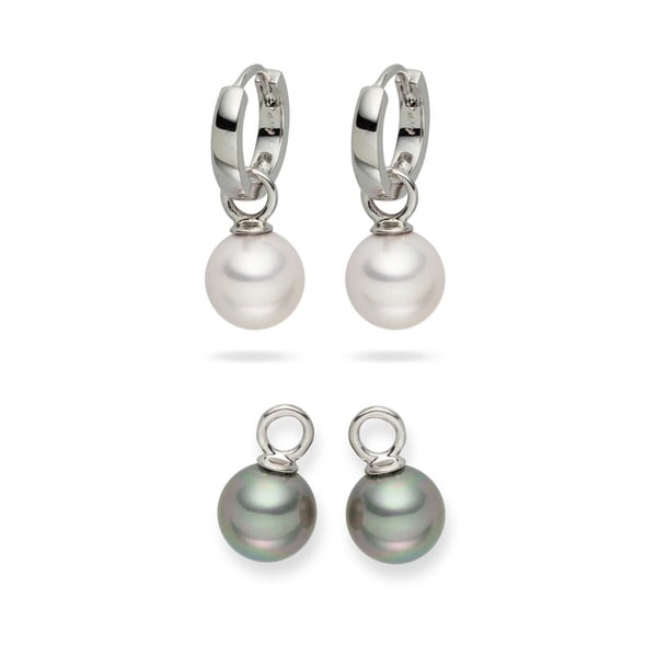Set 2 perechi de cercei cu perlă Nova Pearls Copenhagen Catherine White/Silver