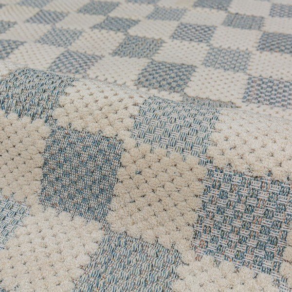 Covor tip traversă albastru lavabil din amestec de bumbac 80x230 cm Muted Checkerboard – Flair Rugs-image-4