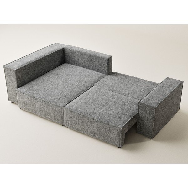 Colțar gri extensibil/cu spațiu de depozitare cu tapițerie din chenille (cu colț pe partea stângă/în formă de ”L”) Tonga – Maison de Rêve-image-3