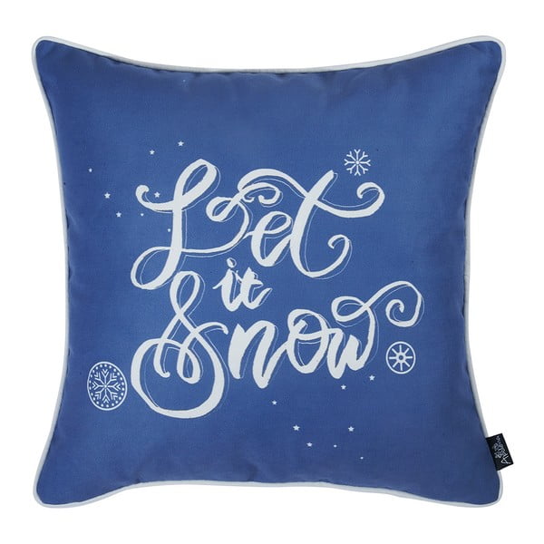 Față de pernă cu model de Crăciun Mike & Co. NEW YORK Honey Let it Snow, 45 x 45 cm, albastru