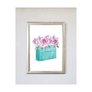 Poster 20x30 cm Blue Pink Flower - Piacenza Art