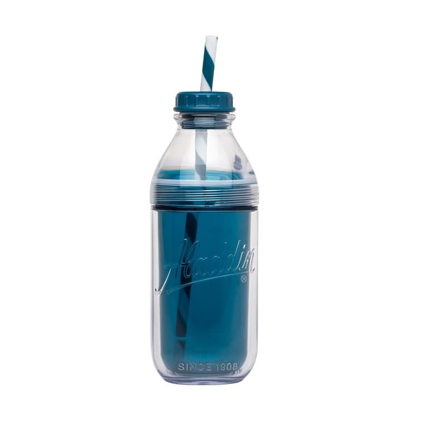 Sticlă de apă cu pai Aladdin, 470 ml, petrol