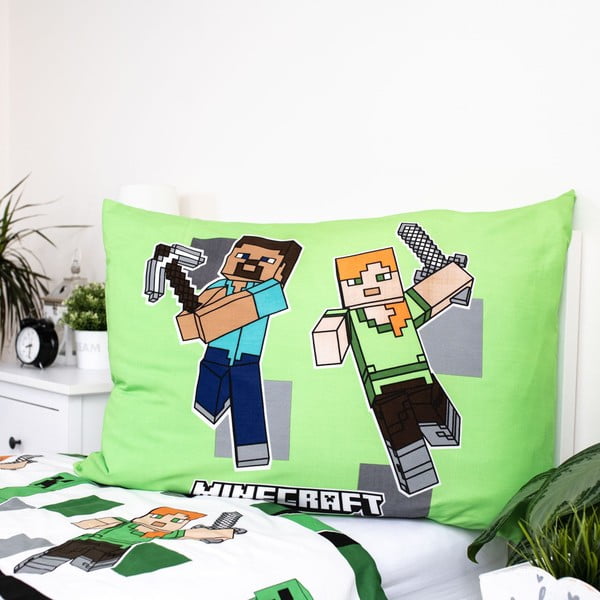 Lenjerie de pat pentru copii din microfibră pentru pat de o persoană 140x200 cm Minecraft – Jerry Fabrics-image-3