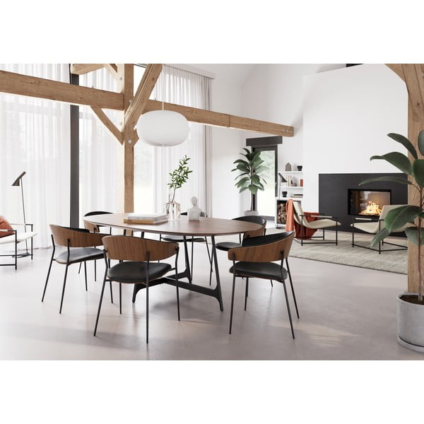 Scaun de sufragerie negru/în culoare naturală închisă cu cotiere Crib – DAN-FORM Denmark-image-1