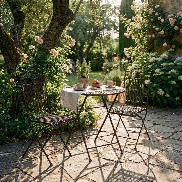 Set de dining pentru grădină maro închis din metal pentru 2 persoane – Garden Pleasure-image-1