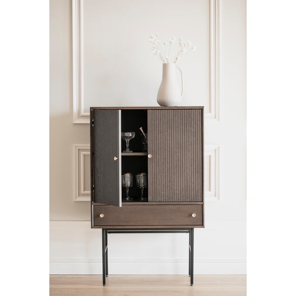 Comodă din furnir de stejar Rowico Clearbrook, lățime 79 cm, maro-image-4