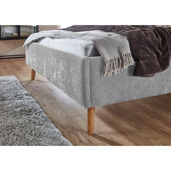 Pat matrimonial gri tapițat cu spațiu de depozitare cu somieră 180x200 cm Nova – Meise Möbel-image-4
