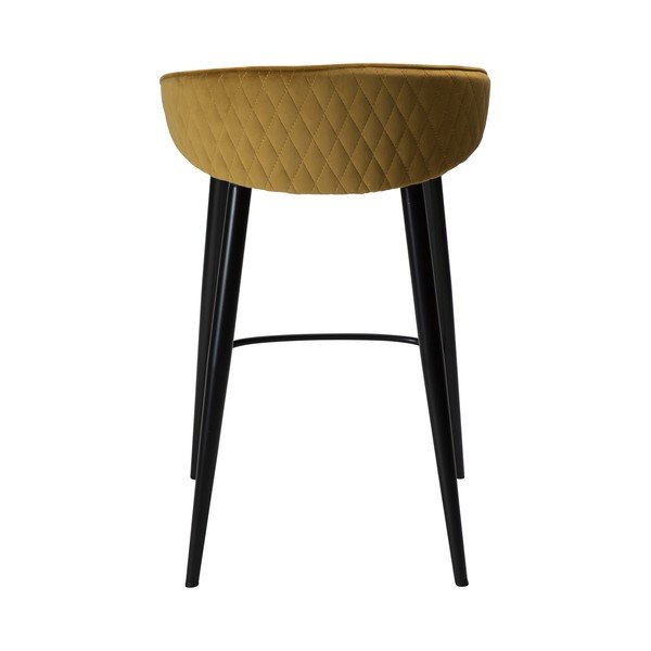 Scaun bar cu husă din catifea DAN-FORM Denmark Dual, galben, înălțime 91 cm-image-3