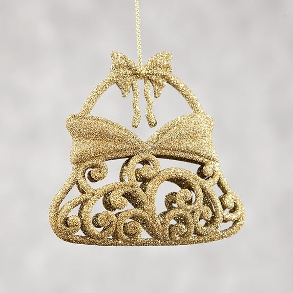 Set 6 decorațiuni din plastic pentru Crăciun DecoKing Bell, auriu