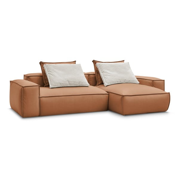 Colțar maro cu tapițerie din imitație de piele (cu colț variabil) Boheme – Bobochic Paris-image-3