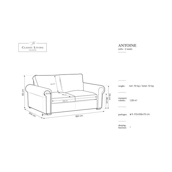 Canapea Windsor & Co Sofas Antoine, negru, 104 cm-image-1