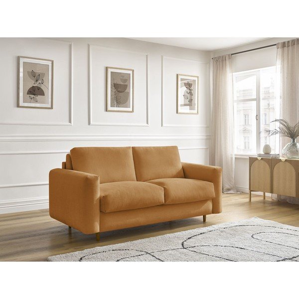 Canapea galben-muștar pentru dormitul zilnic/extensibilă 220 cm Cocoone – Bobochic Paris-image-1