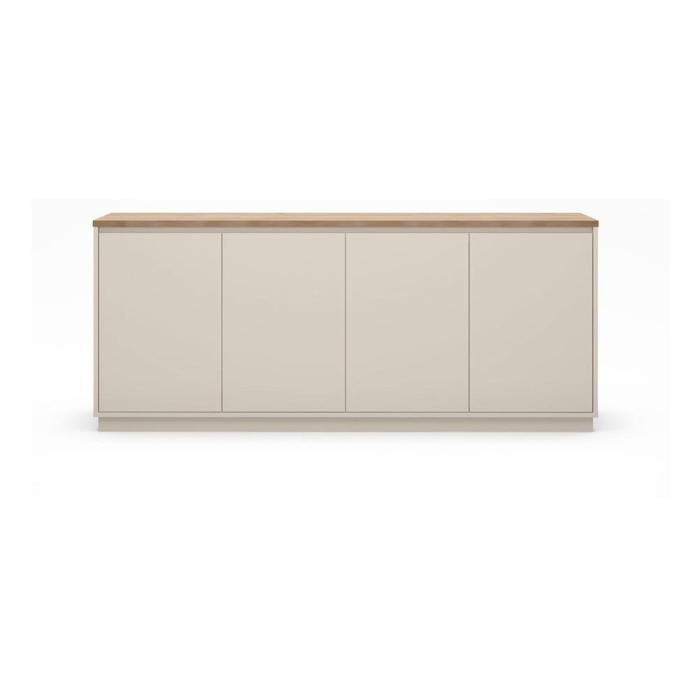 Comodă bej cu aspect de lemn de stejar 201x84x40 cm Loreta – Marckeric