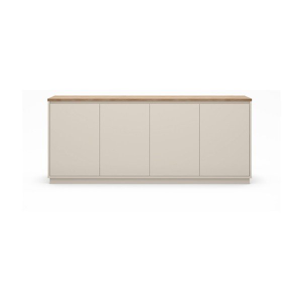 Comodă bej cu aspect de lemn de stejar 201x84x40 cm Loreta – Marckeric