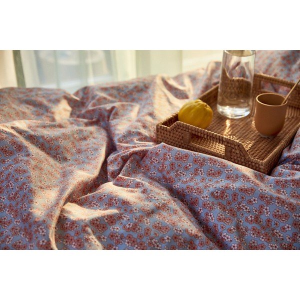 Lenjerie de pat albastru-deschis/roz din bumbac satinat pentru pat dublu/extinsă 200x220 cm Pleasantly – JUNA-image-4