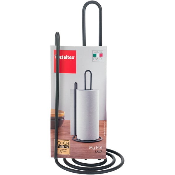 Suport pentru prosoape de bucătărie Metaltex My Roll Lava, negru-image-4