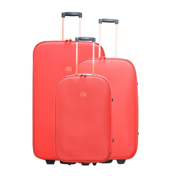 Set 3 valize cu roți Travel World Let´s Go, roz