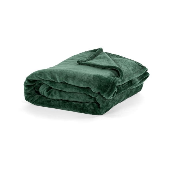 Cuvertură verde-închis din micropluș pentru pat dublu 220x240 cm Cosy - Tiseco Home Studio