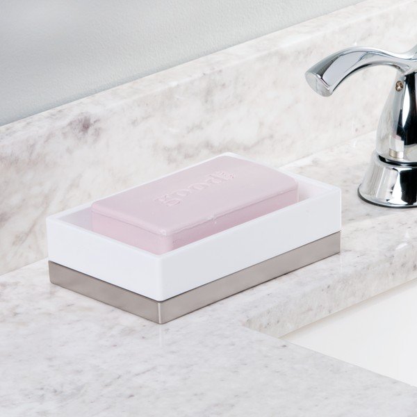 Săpunieră iDesign Clarity, 13 x 8 cm, alb-image-1