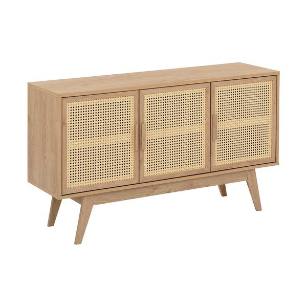 Comodă în culoare naturală joasă cu aspect de lemn de stejar 128x75 cm Bridget – Støraa-image-2