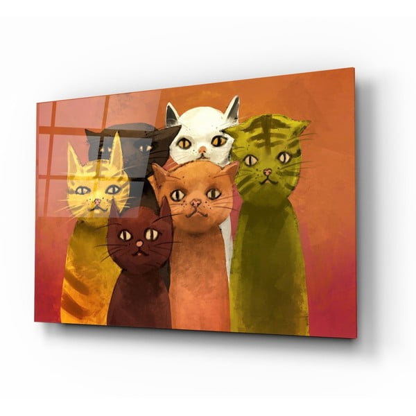 Tablou din sticlă Insigne Cartoon Cats, 72 x 46 cm
