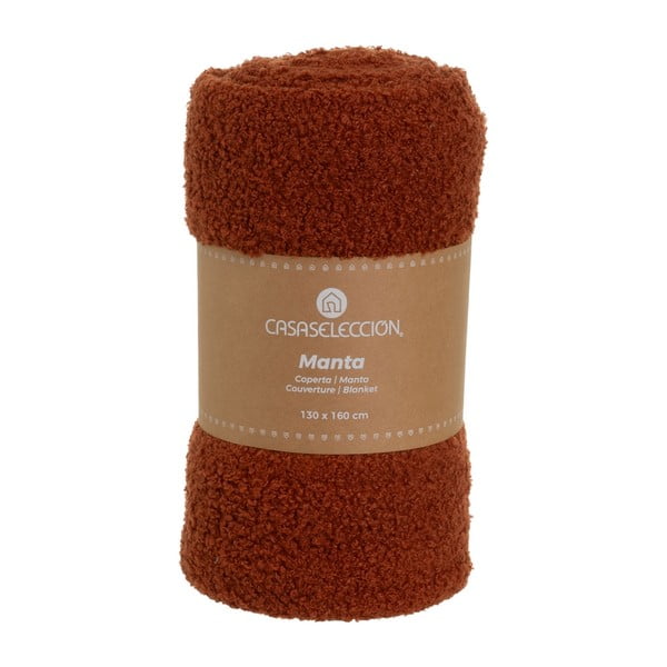 Pătură cărămizie din sherpa 130x160 cm Sherpa Bouclé – Casa Selección-image-4