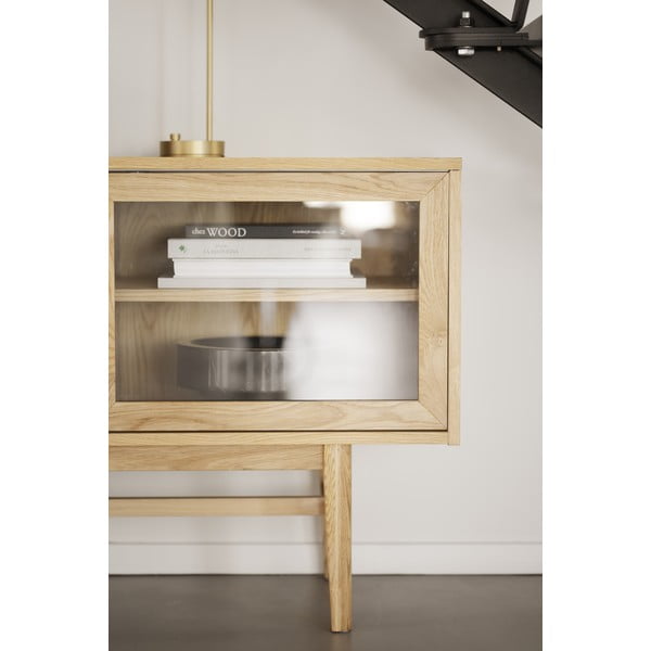 Vitrină natural  cu aspect de lemn de stejar cu ușă glisantă 170x75 cm Hazelton – Rowico-image-3