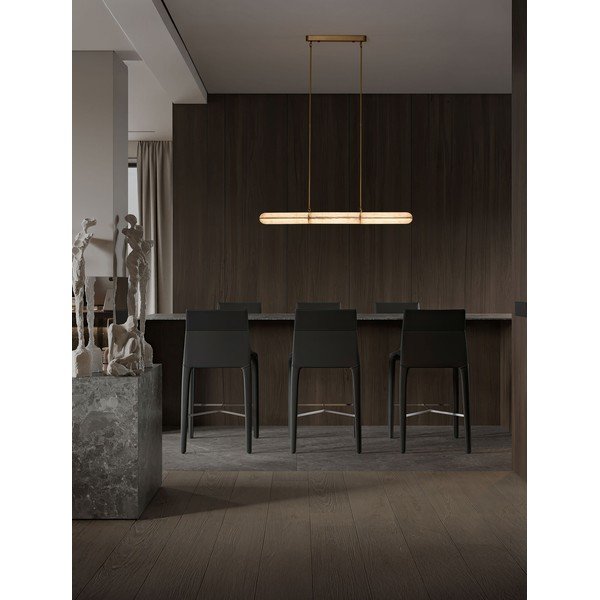 Lustră alămie LED cu intensitate reglabilă din metal cu abajur din sticlă Gloree – Nova Luce-image-1