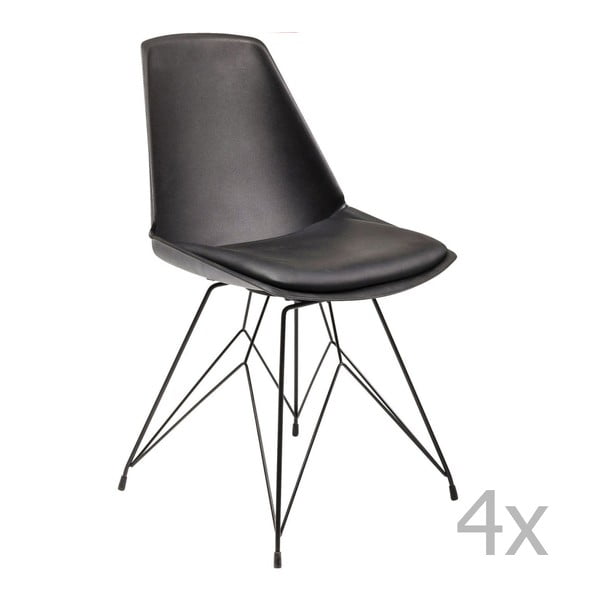 Set 4 scaune Kare Design Wire Black, negru
