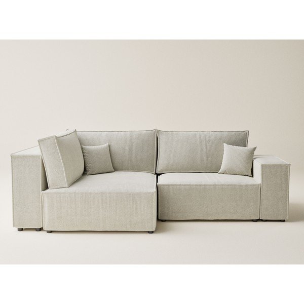 Colțar crem extensibil/cu spațiu de depozitare cu tapițerie din chenille (cu colț pe partea stângă/în formă de ”L”) Tonga – Maison de Rêve-image-2