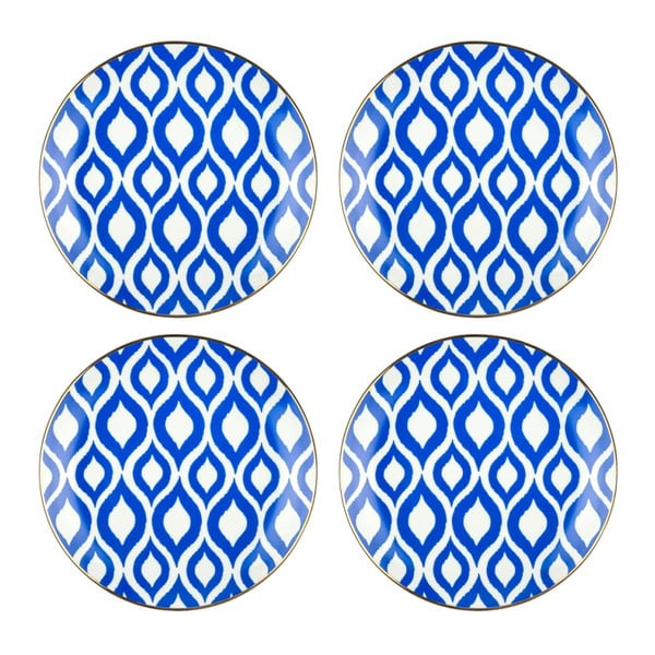 Set 4 farfurii din porțelan Vivas Morocco, Ø 23 cm, albastru - alb