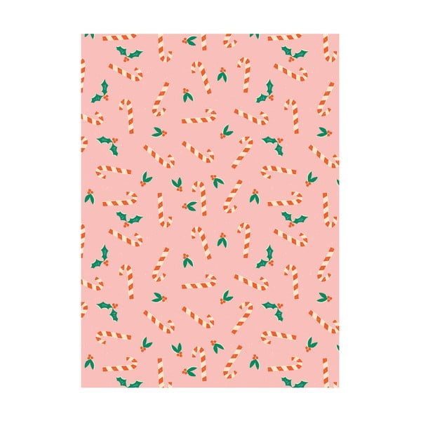 5 coli de hârtie de împachetat roz eleanor stuart Candy Canes, 50 x 70 cm