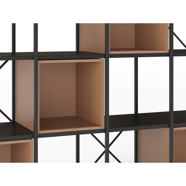 Bibliotecă neagră/cărămizie 140x179 cm Anya – Marckeric-image-4