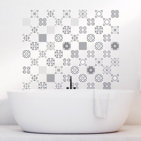 Set 60 autocolante de perete Ambiance Tiles Artistic Shade of Grey, 20 x 20 cm-image-3