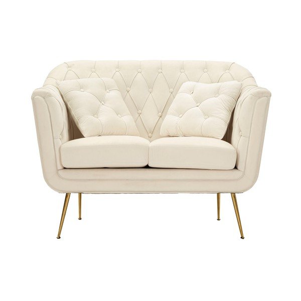 Canapea crem cu tapițerie din catifea 130 cm Budapest – Mauro Ferretti