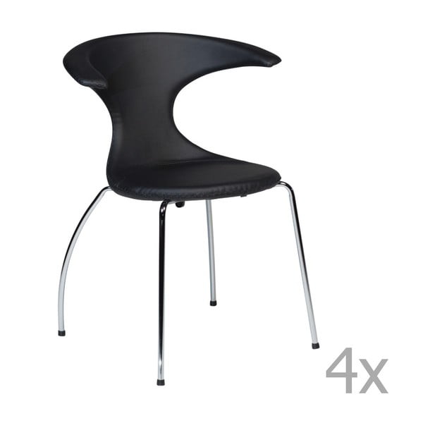 Set 4 scaune cu bază cromată DAN-FORM Flair, negru
