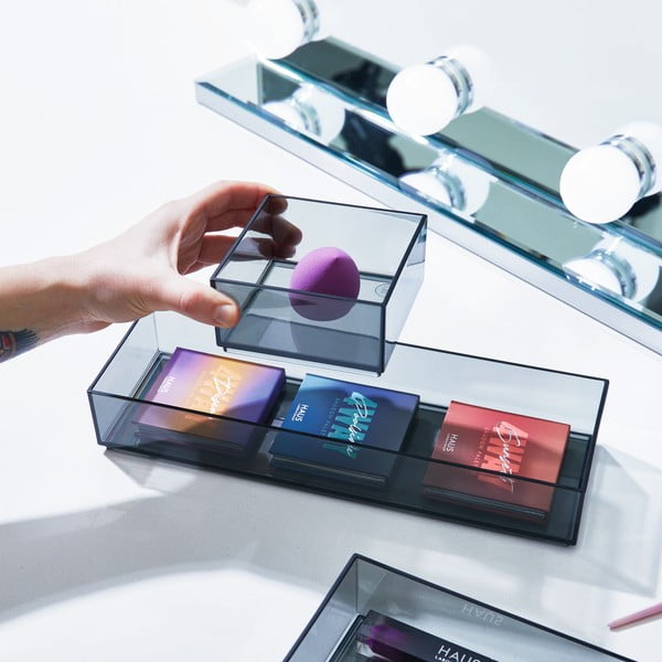 Organizatoare de baie negru-mat pentru cosmetice 3 buc. din plastic reciclat Stack & Slide – iDesign-image-1