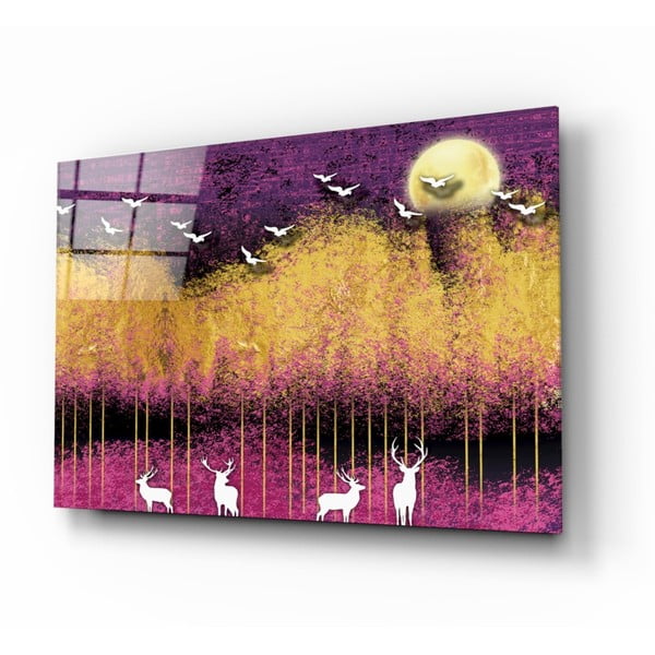 Tablou din sticlă Insigne Birds and Deers, 72 x 46 cm
