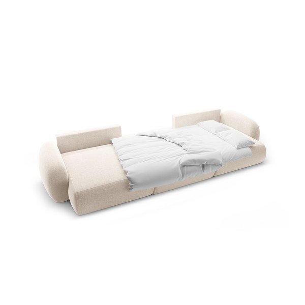 Colțar crem extensibil/cu spațiu de depozitare cu tapițerie din chenille (în formă de "U") Tonale – Cosmopolitan Design-image-3