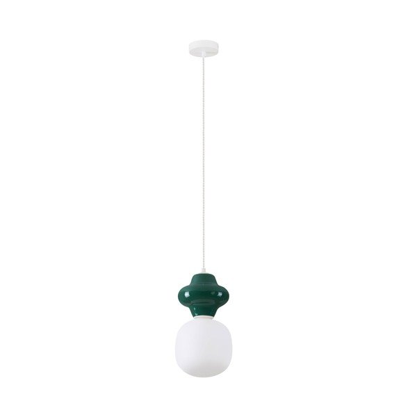 Lustră albă/petrol din ceramică cu abajur din sticlă ø 18 cm Clio – Nova Luce