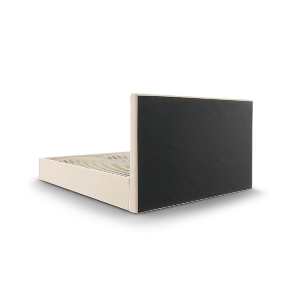 Pat matrimonial 180x200 cm bej tapițat cu spațiu de depozitare cu somieră Nerin – Mazzini Beds-image-4