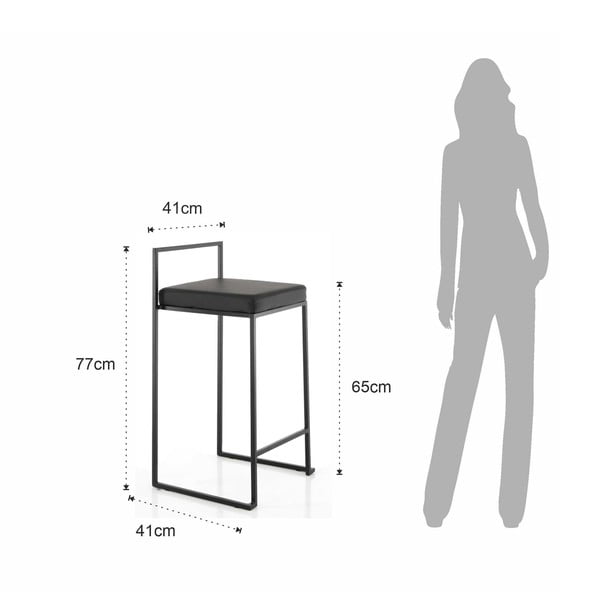Scaune de bar negre 2 buc. din imitație de piele (înălțime șezut 65 cm) Dodo – Tomasucci-image-4