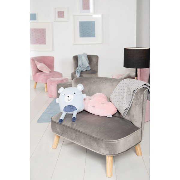 Canapea pentru copii gri deschis cu tapițerie din catifea 70 cm Lil Sofa – Roba-image-3