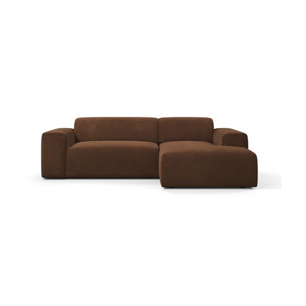 Colțar din catifea Marie Claire Home Karen, 250 cm, colț dreapta, maro