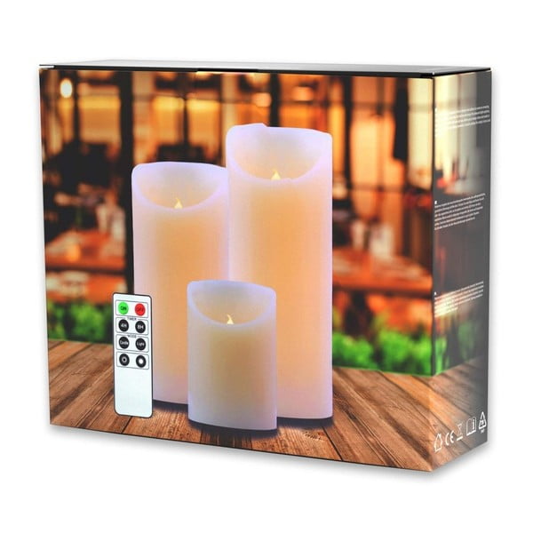 Set 3 lumânări cu LED și telecomandă DecoKing Subtle Nova, înălțime 10, 15 și 20 cm-image-2